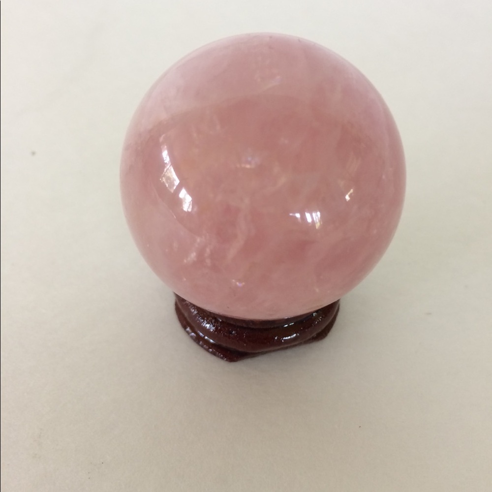NWOT Accents Decor Rose Quartz Sphere with base